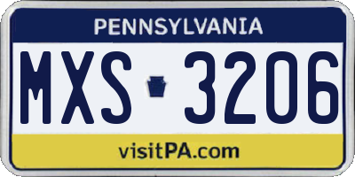 PA license plate MXS3206