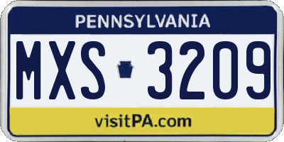 PA license plate MXS3209