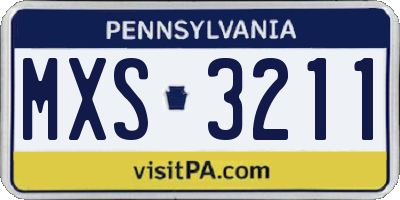 PA license plate MXS3211