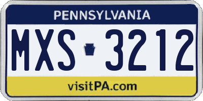 PA license plate MXS3212