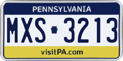 PA license plate MXS3213