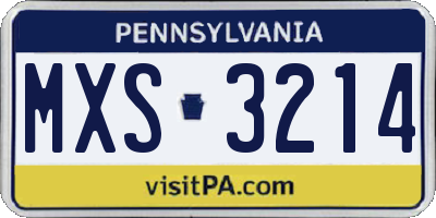 PA license plate MXS3214