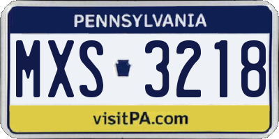 PA license plate MXS3218