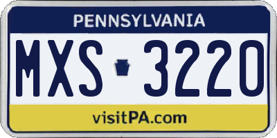 PA license plate MXS3220