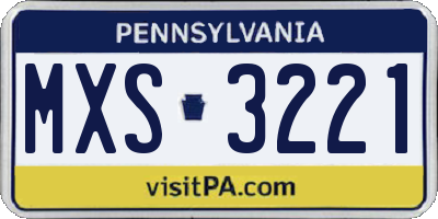 PA license plate MXS3221