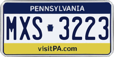 PA license plate MXS3223