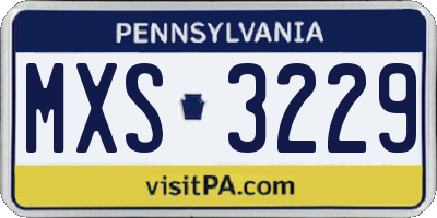 PA license plate MXS3229