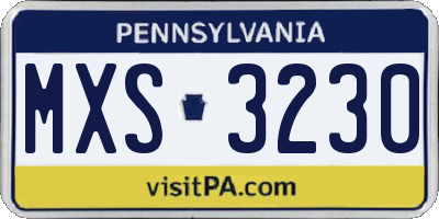 PA license plate MXS3230