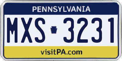 PA license plate MXS3231