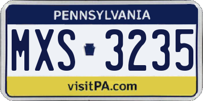 PA license plate MXS3235