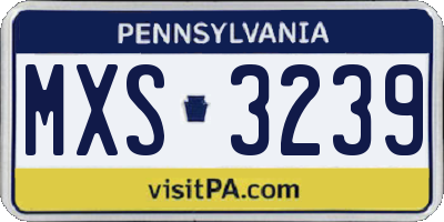 PA license plate MXS3239