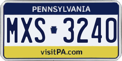 PA license plate MXS3240