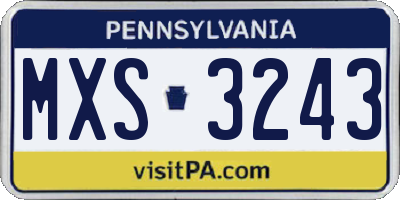 PA license plate MXS3243