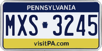 PA license plate MXS3245