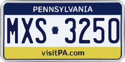 PA license plate MXS3250