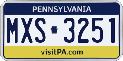 PA license plate MXS3251