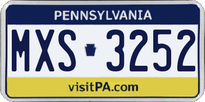 PA license plate MXS3252
