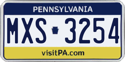 PA license plate MXS3254