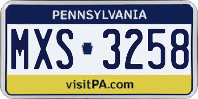 PA license plate MXS3258