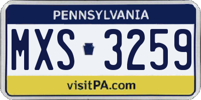 PA license plate MXS3259