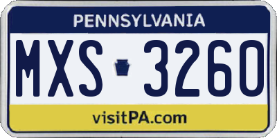 PA license plate MXS3260