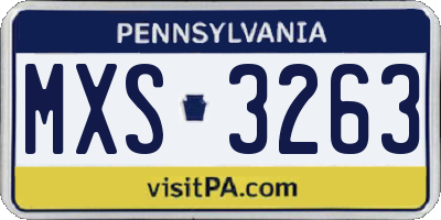 PA license plate MXS3263