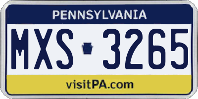 PA license plate MXS3265