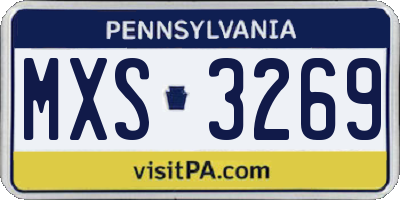 PA license plate MXS3269