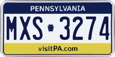 PA license plate MXS3274