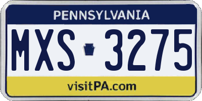 PA license plate MXS3275