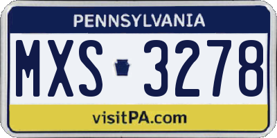 PA license plate MXS3278