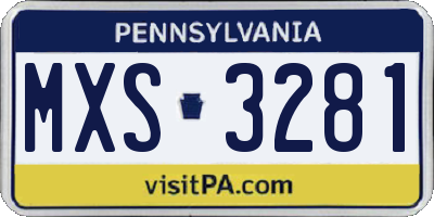 PA license plate MXS3281