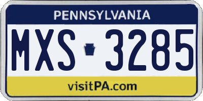 PA license plate MXS3285