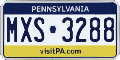 PA license plate MXS3288