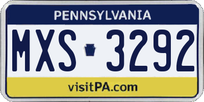 PA license plate MXS3292