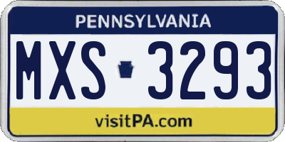 PA license plate MXS3293