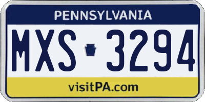 PA license plate MXS3294
