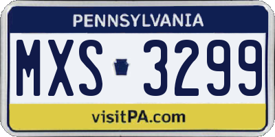 PA license plate MXS3299