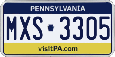 PA license plate MXS3305