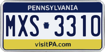 PA license plate MXS3310