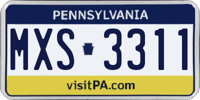 PA license plate MXS3311