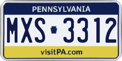 PA license plate MXS3312