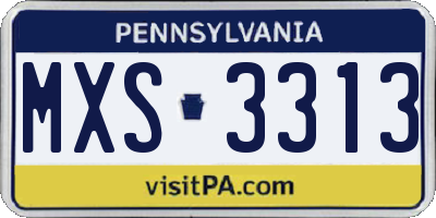 PA license plate MXS3313