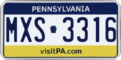 PA license plate MXS3316