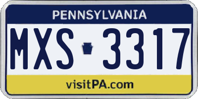 PA license plate MXS3317