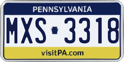 PA license plate MXS3318
