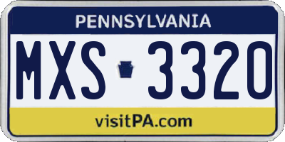 PA license plate MXS3320
