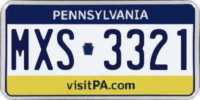 PA license plate MXS3321