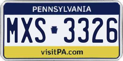 PA license plate MXS3326
