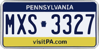 PA license plate MXS3327